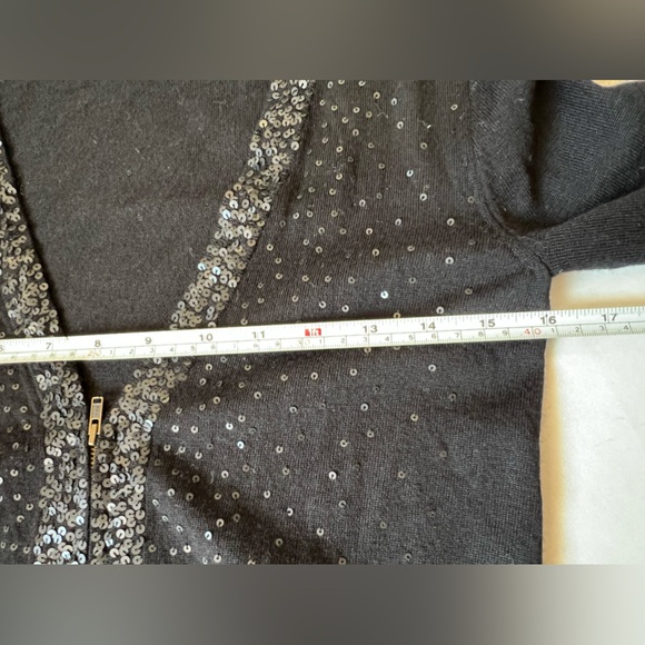 J. Crew Sequin Full Zip Cardigan Womens XS Extra Small Black Merino Wool - Picture 3 of 7